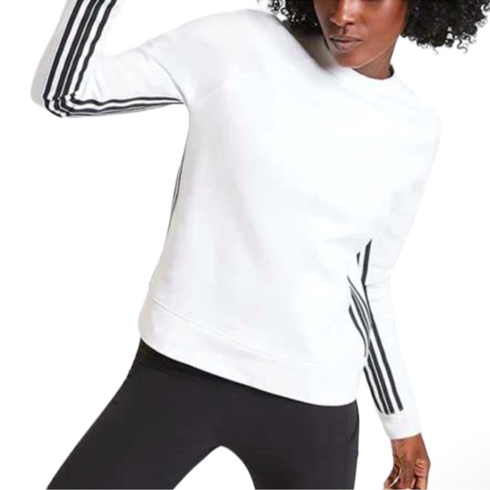 Athleta 24/7 Striped Crew Sweatshirt White Black size XS